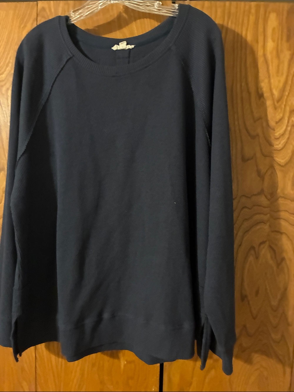 Ladies  Crewneck Thermal Sweater - Navy